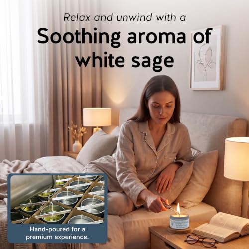 White Sage Soy Wax Candle, 6oz Non-Toxic Aromatherapy for Home Cleansing 6 Ounce Tin