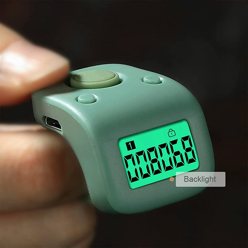Rechargeable Silent Finger Counter 6 Channels Digital Tasbih Tally Clicker with LED for Prayer Knitting Sports Gift Black X