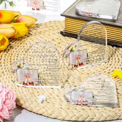 Barydat 5 Pcs Sister in Christ Gifts for Women Christian Acrylic Desk Decor