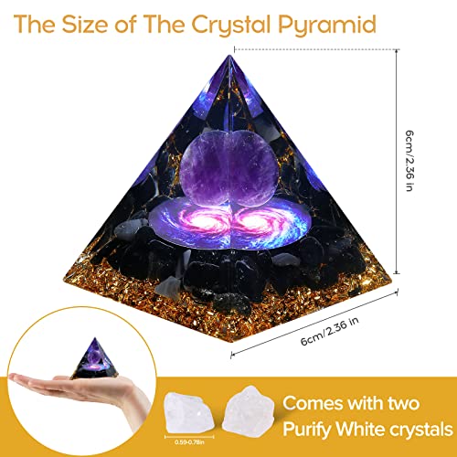 Hopeseed Orgone Pyramid for Positive Energy, Orgonite Amethyst&Obsidian Healing Crystal Pyramids for Reduce Stress Chakra Reiki Healing Meditation Attracts Lucky and Success Amethyst&obsidian-a