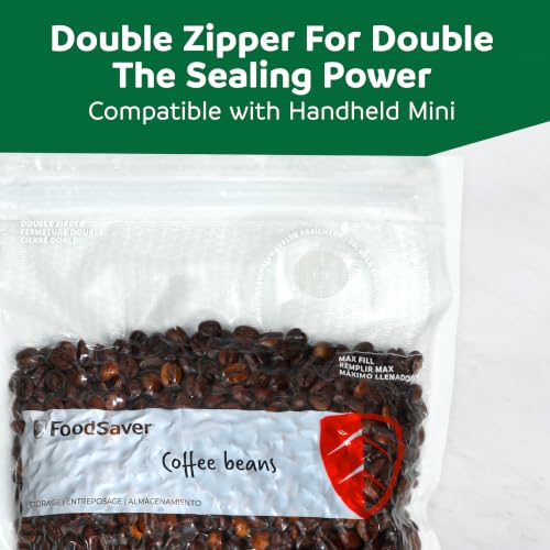 FoodSaver Vacuum Zipper Quart Bags, 70 Count BPA-Free Reusable Storage Bags for Food, Sous Vide, and Meal Prep, Compatible with Handheld Sealers