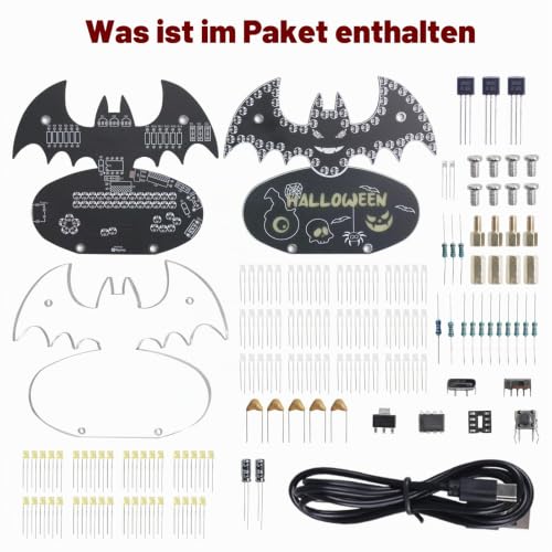 Soldering Kit, Bat LED Light Soldering Exercise Kit, DIY Electronic Kits for Beginners, Teaching and Learning Training, DIY Soldering Project, LED Lamps Kit, for STEM Fans