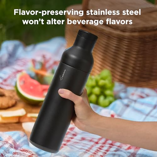 Rabbit Insulated Wine Bottle and Cocktail Shaker – 750mL Stainless Steel, Double-Walled Vacuum-Sealed, Leak-Proof, Portable Beverage Container with Strainer, Holds Full Wine Bottle or Batch Cocktails