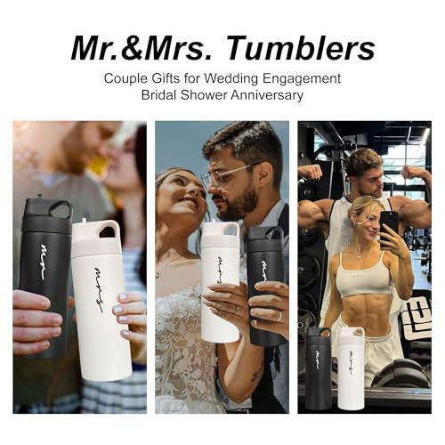 Mr&MrsGifts Honeymoon Essentials Cups Mr and Mrs Travel Tumblers, MM XZ-MM