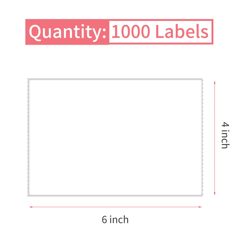 [Australia - AusPower] - L LIKED Direct Thermal Labels 4"x 6" (1 Rolls, 1000 PCS) - for 3" Core Industrial Printers Address & Shipping Labels-White Perforations (Commercial Grade) 1 Roll 