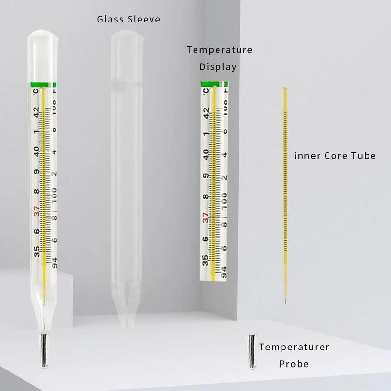 [Australia - AusPower] - ℃&℉ Clinical Glass Thermometer for Underarm 2PCS - Classic Non Digital Thermometer for Adults - Accurate Easy Reading by AiBi TECH 