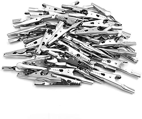 [Australia - AusPower] - Multipurpose Metal Mini Alligator Clips for Battery Test Lead Steel Crocodile Clamps, Place Card Holder,Silver Tone Nickel Plated Large/Midium/Small/Mini (51/45/35/28mm) 4 Sizes/100PCS All sizes 