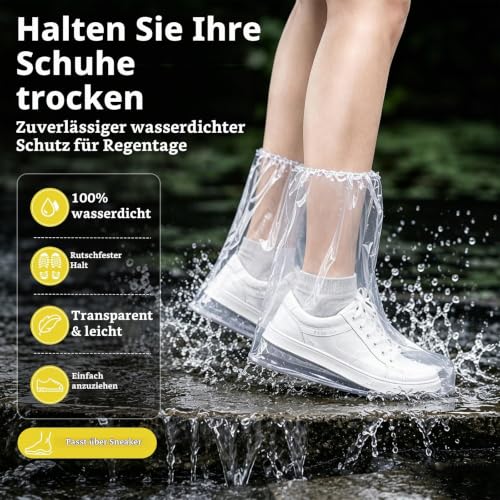 Pack of 20 Shoe Covers Waterproof with Elastic Band | Transparent disposable boot covers, non-slip covers for men and women