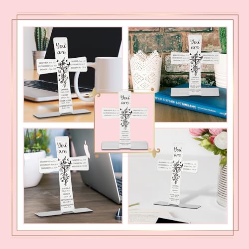 Bible Verses Cross Decor Inspirational Scripture Gifts for Women Faith Men Friend Coworker Encouragement Christian Religious Stainless Steel Cross Desk Decorative Signs Plaques COR1 You are
