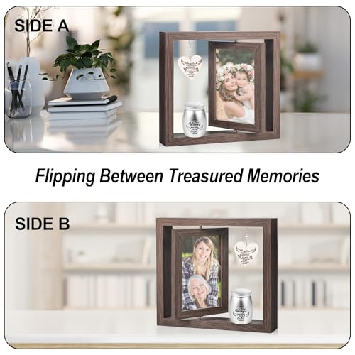 Rotating Wooden Memorial Picture Frame with Urn, 4x6 Photos, Daughter