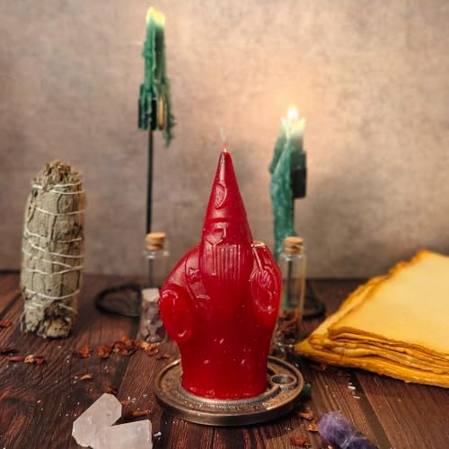 Merlin Candle – Unscented Ritual Candle for Wisdom, Manifestation, Guidance & Inner Power – Hand-Poured Wizard for Energy Work, Meditation & Spiritual Focus (1, RED) 1