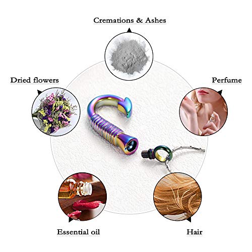 constantlife Cremation Jewelry for Ashes Urn Memorial Necklace Fish Hook Design Stainless Steel Pendant Keepsake Ashes Holder Colorful