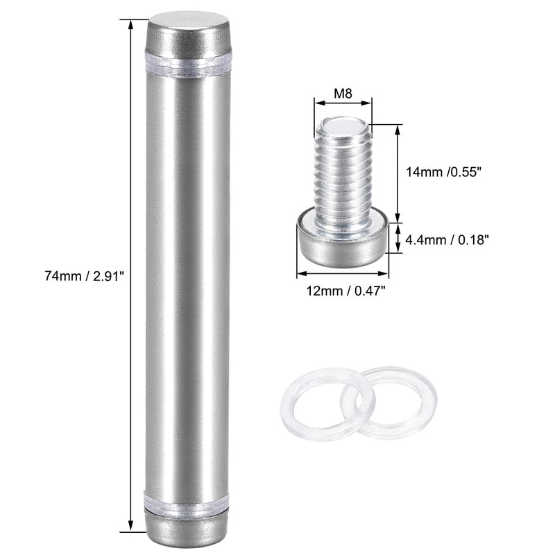 [Australia - AusPower] - uxcell 1/2 Dia x 2-7/8"(12x74mm) Double Head Standoff Screws Acrylic Glass Nails 6pcs 74mm 
