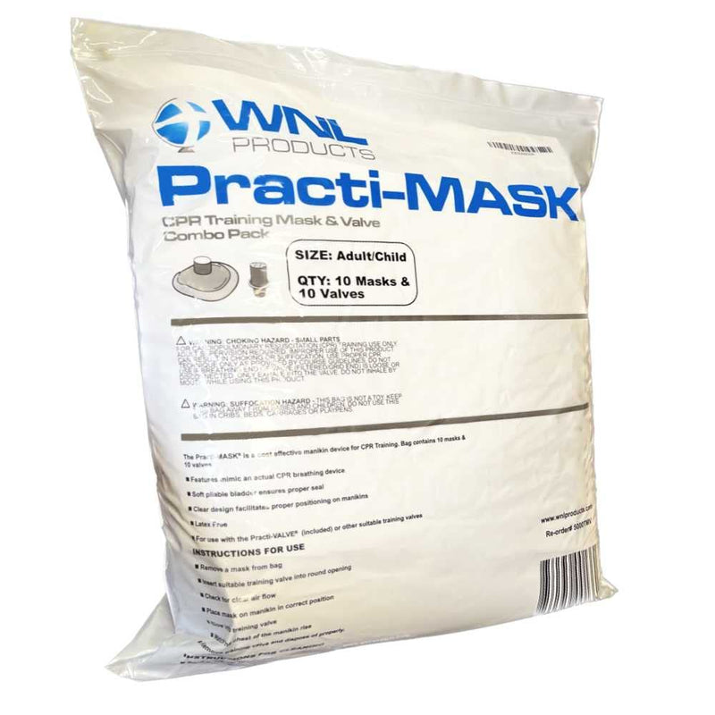 [Australia - AusPower] - WNL Products 5000TMV Adult/Child CPR Practi-MASK & Valve Combo Pack, 10 CPR Training Masks, and 10 CPR Training Valves Fits All WNL Training Masks (10 Pack) 