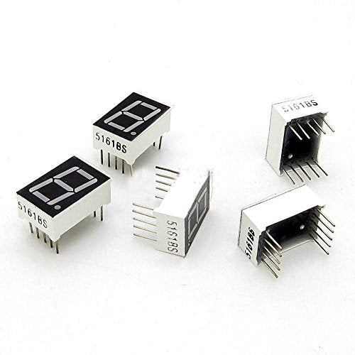 10 Pieces 0.56 Inch 7-Segment LED Display - 1 Digit, Red, 10-Pin Common Sode Anode, Digital Display for Arduino, Microcontroller, DIY Electronics Projects