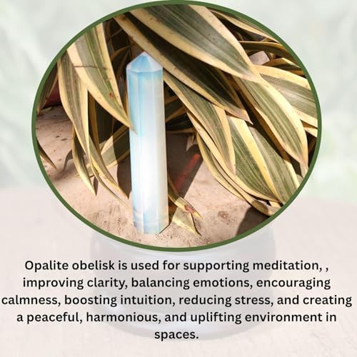 Jet Opalite Obelisk Tower (Approx. 3–3.5 Inch) – Polished Milky Iridescent Crystal Decorative Tower for Home & Office