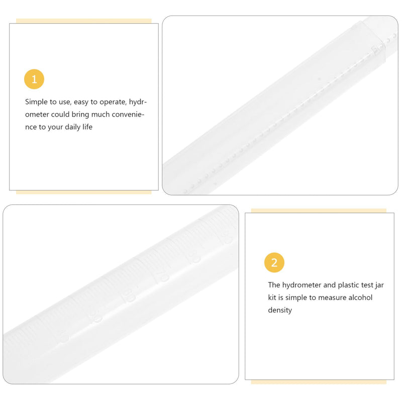 [Australia - AusPower] - Hemoton Alcohol Hydrometer Kit with Plastic Test Jar Specific Gravity Meter for Measuring Alcohol Content in Wine Beer Spirits 9.84 Inch Hydrometer Tube 