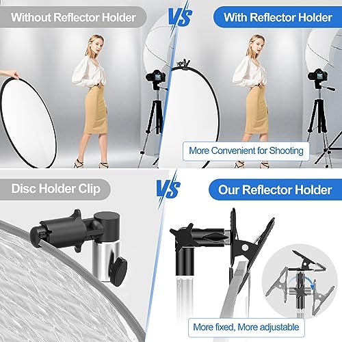 EMART Photography Reflector Holder, Photo Video Studio 5/8" Heavy Duty Metal Clamp Attachment, Light Stand Clip Mount with Umbrella Hole for Backdrop, Diffuser, Lighting (Pack of 3) 3 Pack