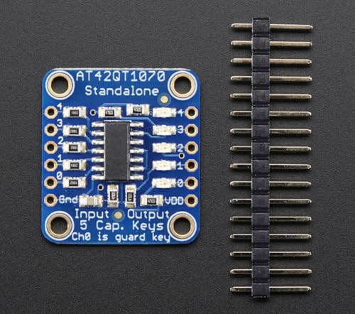 Adafruit 5-Pad Capacitive Touch Sensor Breakout - AT42QT1070 [ADA1362] - Adafruit Part Number: 1362 - In Stock & Ready to Ship - Infrared Connectivity - Electronic Component - Breakout Board - Sensor