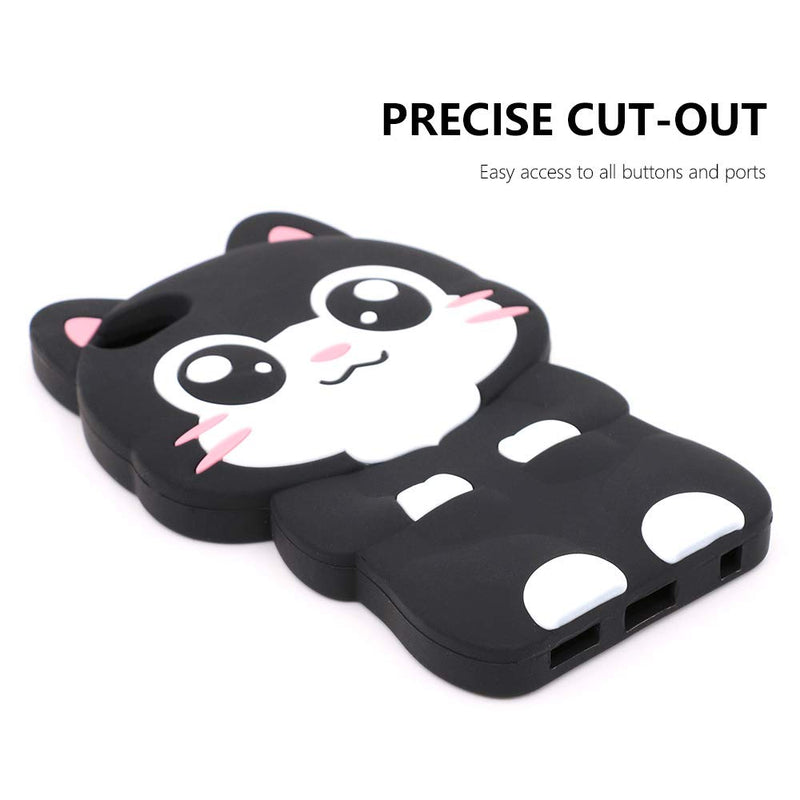 [Australia - AusPower] - Cute iPod Touch 7 Case, iPod Touch 6 Case, iPod Touch 5 Case, Funny Kawaii 3D Cartoon Big Eye Black Cat Kitty Animals Soft Silicone Shockproof Cases Cover for Kids Child Girls Women Pocket Cat 
