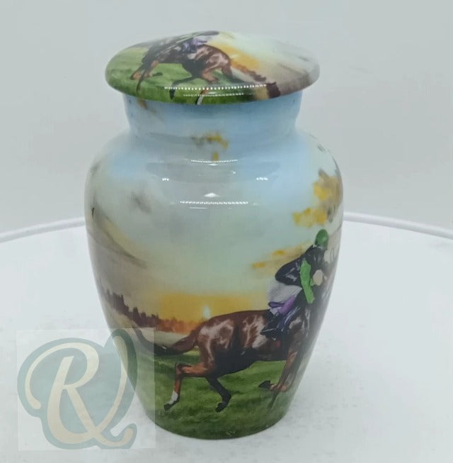 Playing Horse Keepsake Cremation Urn for Human Ashes with Velvet Box and Velvet Bag-Mini Keepsake Urn (3 cu.in)