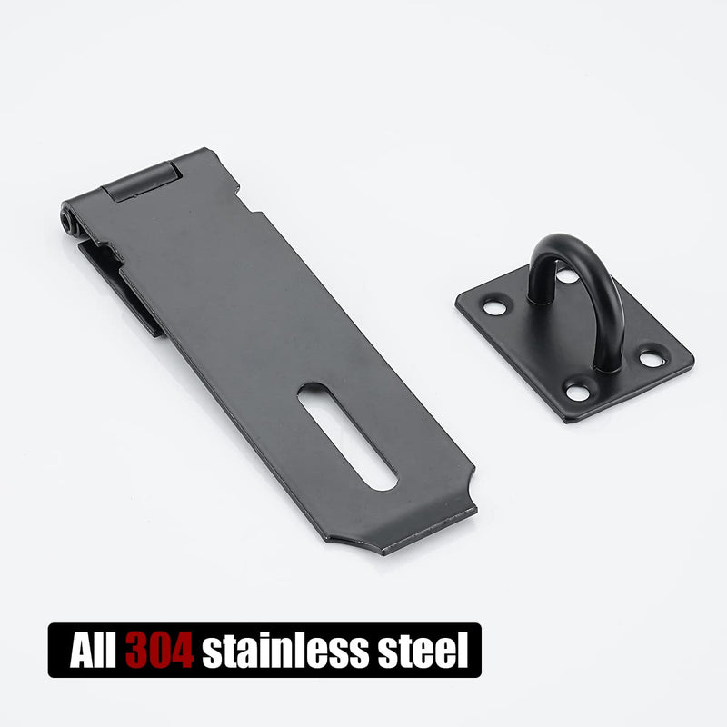 [Australia - AusPower] - JQK Door Hasp Latch Lock, 5 Inch 304 Stainless Steel Safety Packlock Clasp Thickness 1.9 mm, Matte Black 2 Pack, DL130-PB-P2 5Inch-Black 