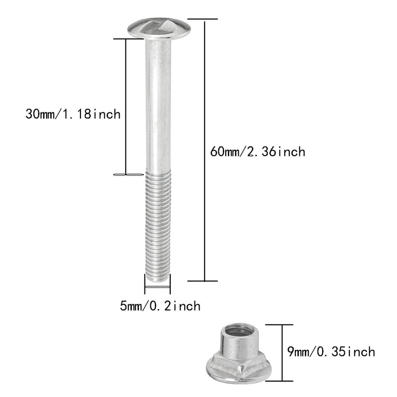 [Australia - AusPower] - 10 Sets Anti Theft Bolt and Nut Accessories Kit M6x60mm Stainless Steel Tamper Proof Nut Unidirectional Dismantling Screw for U Channel Columns 