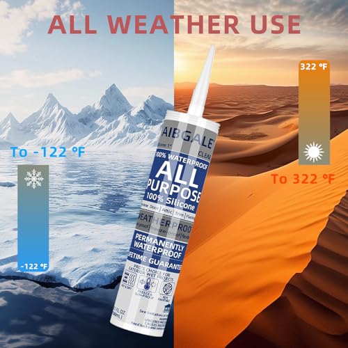 AIBGALE 4-pack clear silicone caulk cartridges with adhesive caulking tool for waterproof indoor and outdoor sealing