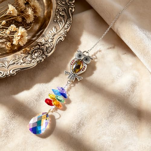 Chakra Owl Crystal Sun Catcher Window Hanging Ornament