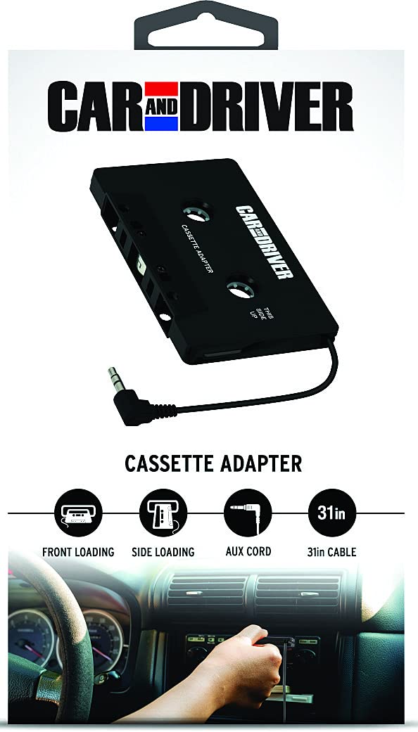 [Australia - AusPower] - Car and Driver Cassette Aux Adapter for Car | Wired 3.5MM Universal AUX Plug for Smartphones, MP3 Players, 31” Cable | Cassette Adapter for Car | Cassette Deck | Cassette Tape Aux Cord for Car, Black 