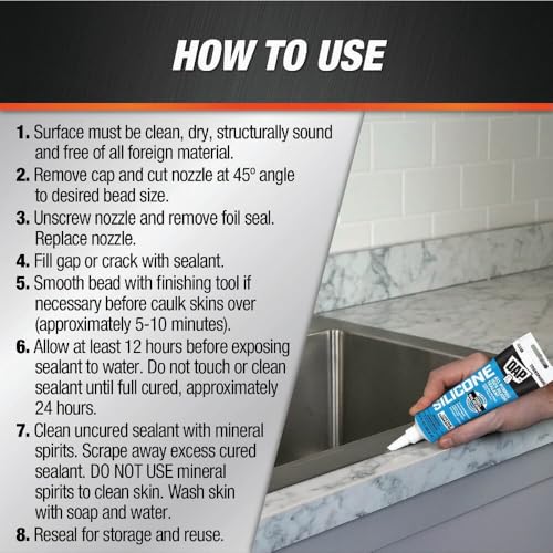 DAP clear 100% silicone rubber window, door, and siding sealant tube, 2.8 oz