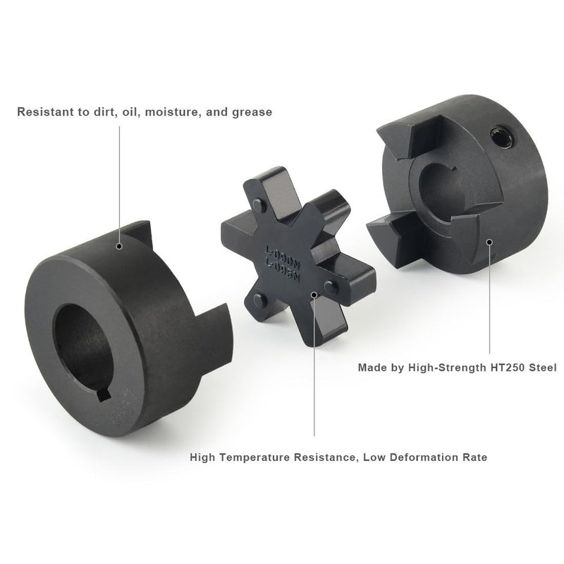 [Australia - AusPower] - 3/4" to 1" L090 3-Piece L-Jaw Coupling Set & Buna-N NBR Rubber Spider for Log Wood Splitter 