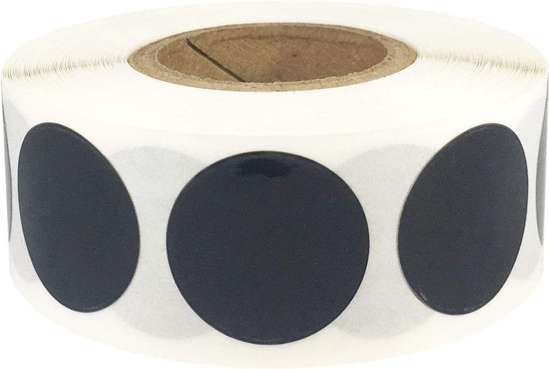 Laminated Black Color Coding Labels for Organizing Inventory 0.75 Inch Round Circle Dots 500 Total Adhesive Stickers On A Roll
