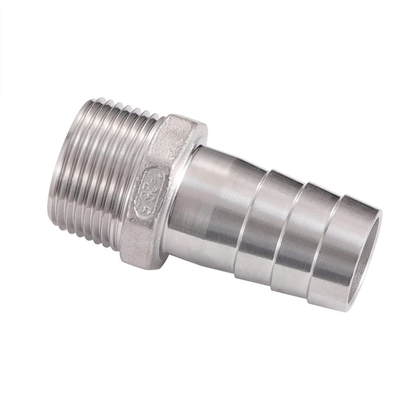 [Australia - AusPower] - Stainless Steel Hose Barb Fitting,1" Hose Barb to 1" Male NPT, for Water Fuel Air (Pack of 2) 1" Barb to 1" NPT 