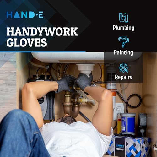 Hand-E Touch Black Nitrile Disposable Medical Gloves [Extra Thick 5 Mil] Medium - Pack of 100 - Surgical Gloves, Latex Free, Powder Free, Medical Examination Gloves Medium (100 Count)