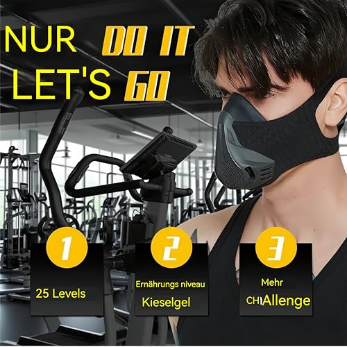 Sports masks for fitness, running training, face mask for high altitudes to improve resistance, cardio and endurance running mask. Phantom training mask Black M