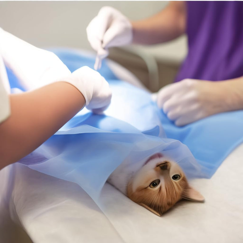 [Australia - AusPower] - Sterile Disposable Vet Adhesive Fenestrated Surgical Drape for Pet Sterilization Surgery | Spay Surgery Neuter Surgery Fenestrated Drape 24"x24" Surgical Drape (10) 10 