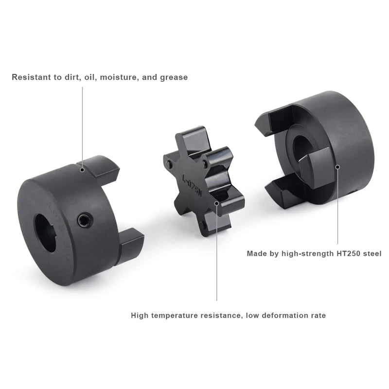 5/8" to 5/8" L075 Flexible 3-Piece L-Jaw Coupling Coupler Set & Rubber Spider for Log Wood Splitter Hybrid Equipment