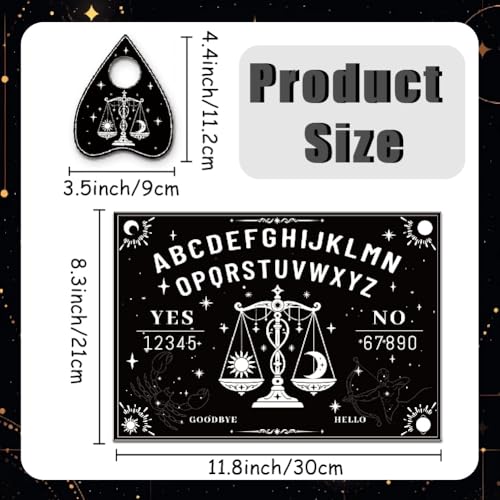 Wood Spirit Board with Heart Planchette A4 Size, Pendulum Dowsing Board Constellation Pattern Wooden Black Divination Tool Set for Home Decor Altar Meditation Spiritual Talking