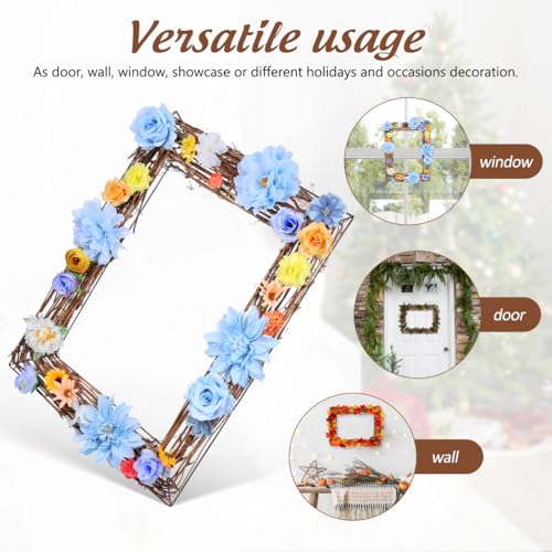 Hemoton Grapevine Wreath Base Natural Vine Branch Rattan Twig Wreath Form for DIY Crafts Door Wall Window Seasonal Holiday Wedding Party Decor 17.32 X 13.58 X 0.78 in