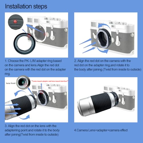 PK to LM Lens Adapter for Pentax K PK P/K Mount Lens to for Leica M L/M M9 M8 M7 M6 M5 (PK-L/M Adapter) Pentax K PK to LM Adapter