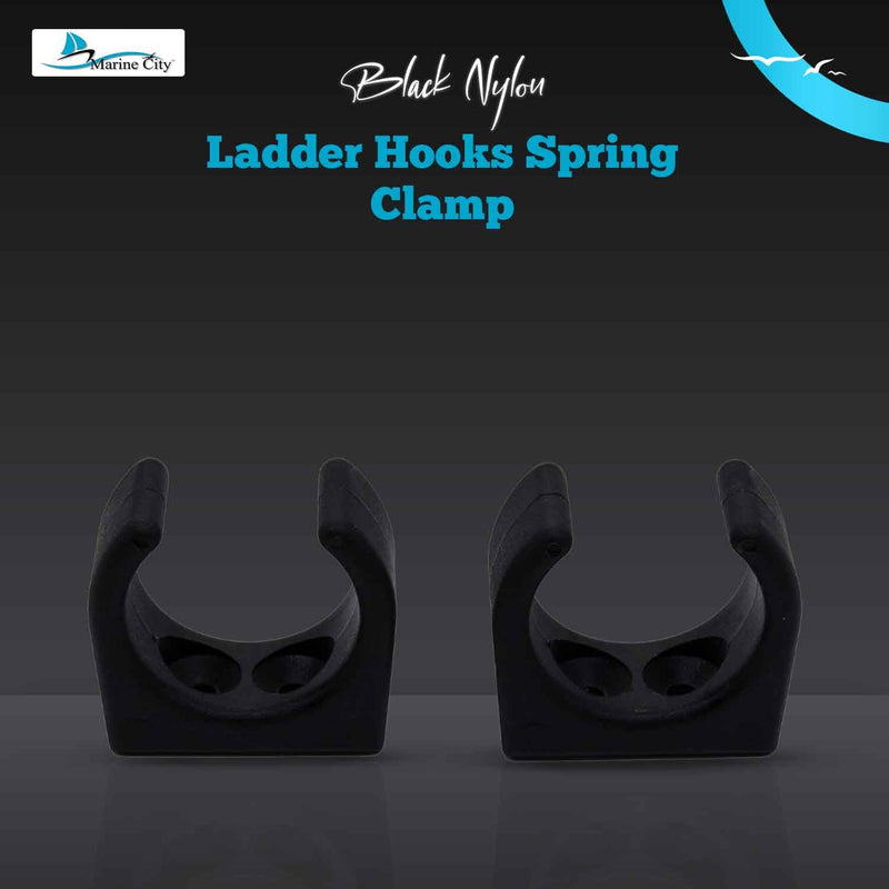 MARINE CITY Nylon Ladder Hooks Lightweight Spring Clamp for Easy Access Storage, Smooth Design, 1-1/4 Inches Diameter, Ideal for Boats, Marines, and Yachts (Pack of 2)