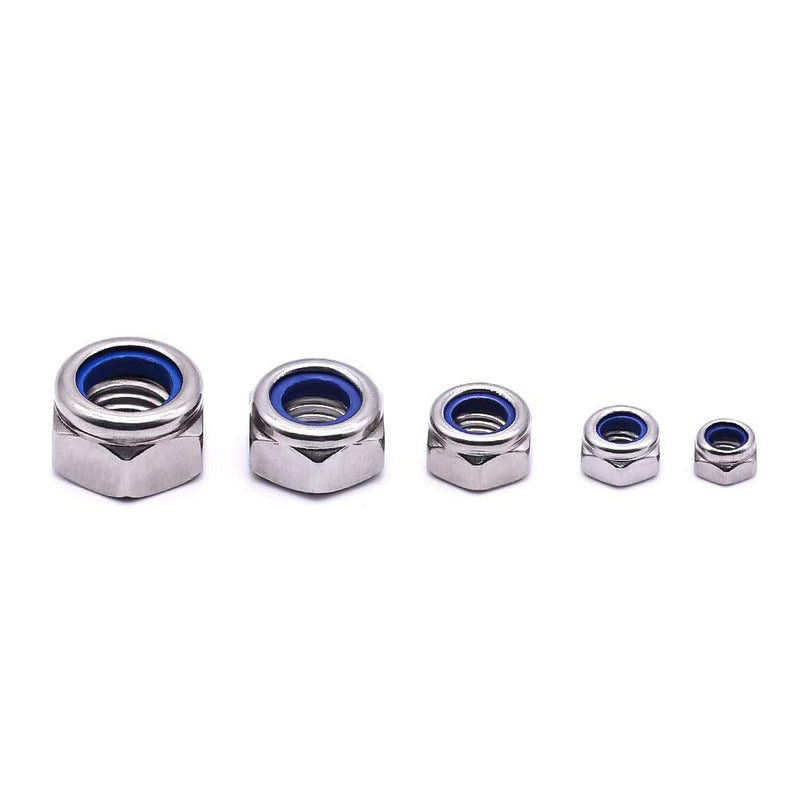 [Australia - AusPower] - M10-1.5 (10 pcs) Nylon Insert Hex Lock Nuts 304 Stainless Steel 18-8 Locknut, Bright Finish, DIN985 M10-1.5 10 