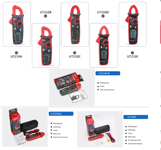[Australia - AusPower] - UNI-T UT210B Clamp Meter Digital Pliers Ammeter Voltmeter Professional Electrician Tester Multimeter 