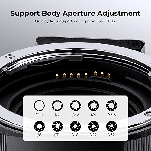 EF/EF-S to EOS M Electronic Lens Adapter, K&F Concept Auto Focus Lens Mount Adapter Ring Compatible for Canon EF EF-S Mount Lens to EOS M Mount Cameras