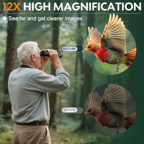 Occer 12x50 Binoculars for Adults High Powered for Bird Watching Hunting Tactical Edition-Black