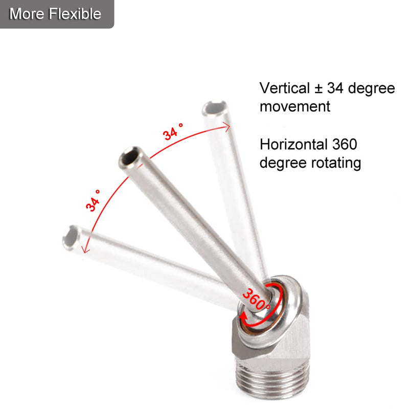 [Australia - AusPower] - 2 Pcs 1/8" PT x 10/30/50mm Coolant Pipe Adjustable 304 Stainless Steel Screw-in Coolant Nozzle High-Pressure Water Oil Cooling Tube for Lathe, Milling, CNC Machine (30mm) 30 mm 