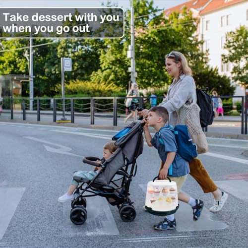 Cake Carrier Round Cake Stand Plus Height Cake Container with Cupcakes Pad, Handle, Lid Reusable Package Box for Transporting Desserts,Pie,Toast,Fruit (10" Black) 10" Black