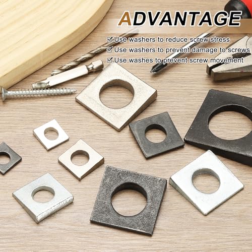 PATIKIL M16x35mm beveled square washers, black carbon steel bearing strut plates for 16mm bolts