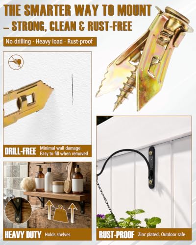 FAITIO 180-piece self-drilling drywall anchors with screws, zinc alloy metal hollow wall anchor kit